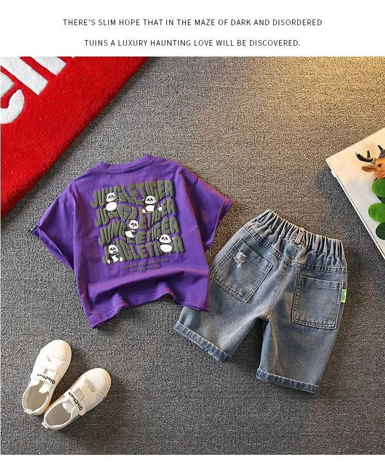 Summer Boys Clothing Set New Baby Children's Cartoon Short Sleeve T-shirt Shorts Two Piece Fashion Boys' Leisure Sports Set
