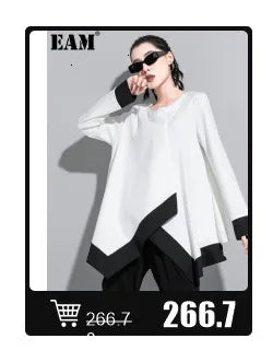 EAM High Waist Two Ways Wear Black Wide Leg Long Pants New Loose Fit Trousers Women Fashion Tide Autumn Spring 2025 1DF3635