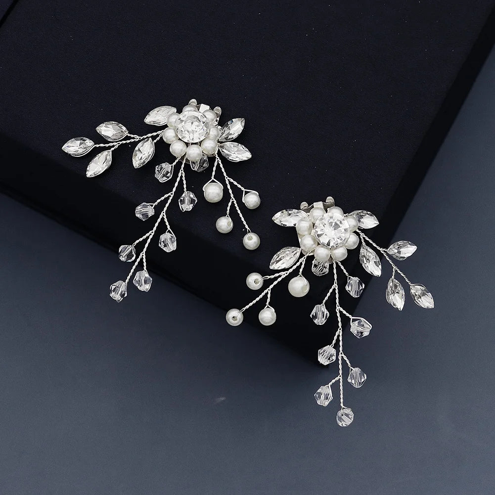 Newest Shinning Rhinestone Shoes Clip Metal Wedding Accessories Crystal Pearl Luxury Shoe Buckle Decorations Gift For Women