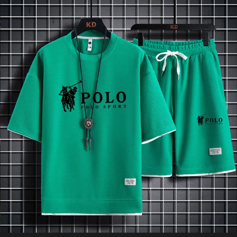 Men's short sleeved T-shirt and sports shorts set casual sportswear Korean fashion summer
