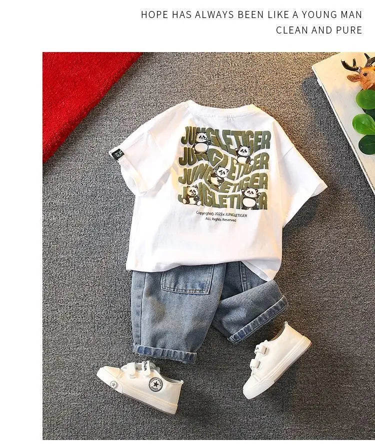 Summer Boys Clothing Set New Baby Children's Cartoon Short Sleeve T-shirt Shorts Two Piece Fashion Boys' Leisure Sports Set
