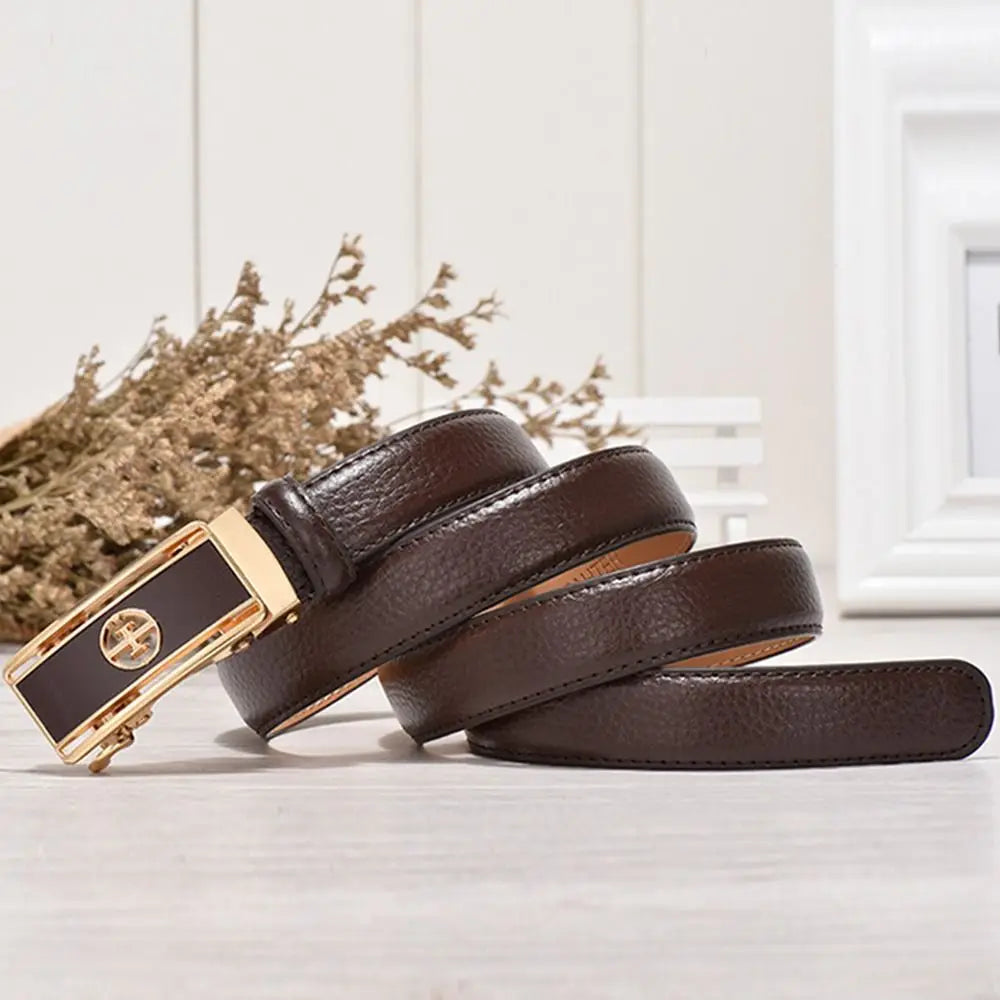 Casual Elegant Luxury Famous Designer Genuine Leather Belt Ladies Dress Belts Pants Bands Automatic Buckle Waistband
