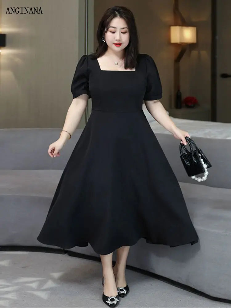Large size women's 10xl 150kg dress big size 6xl 7XL 8xl 9xl summer aromatic collar short sleeve loose oversized black dress