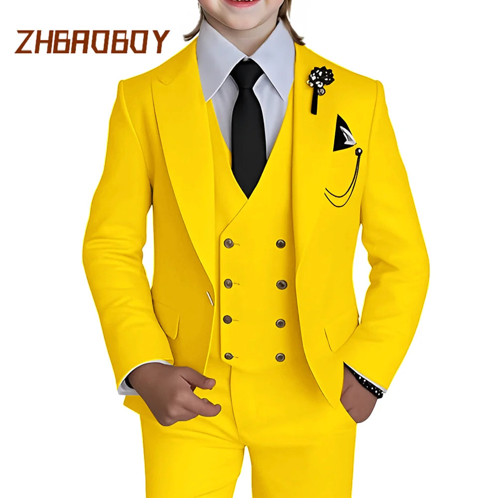 Boy's 3 Piece Suit Slim Fit Suit One Button Formal Wedding Suits Prom Dress Suit