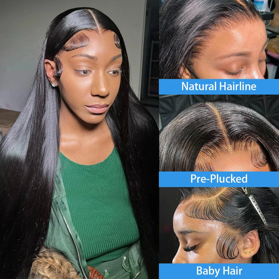 200% 13x4 Bone Straight Lace Front Wigs Human Hair Brazilian Remy Transparent 13x6 HD Lace Frontal Wig 26 28 30 Inch Closure Wig