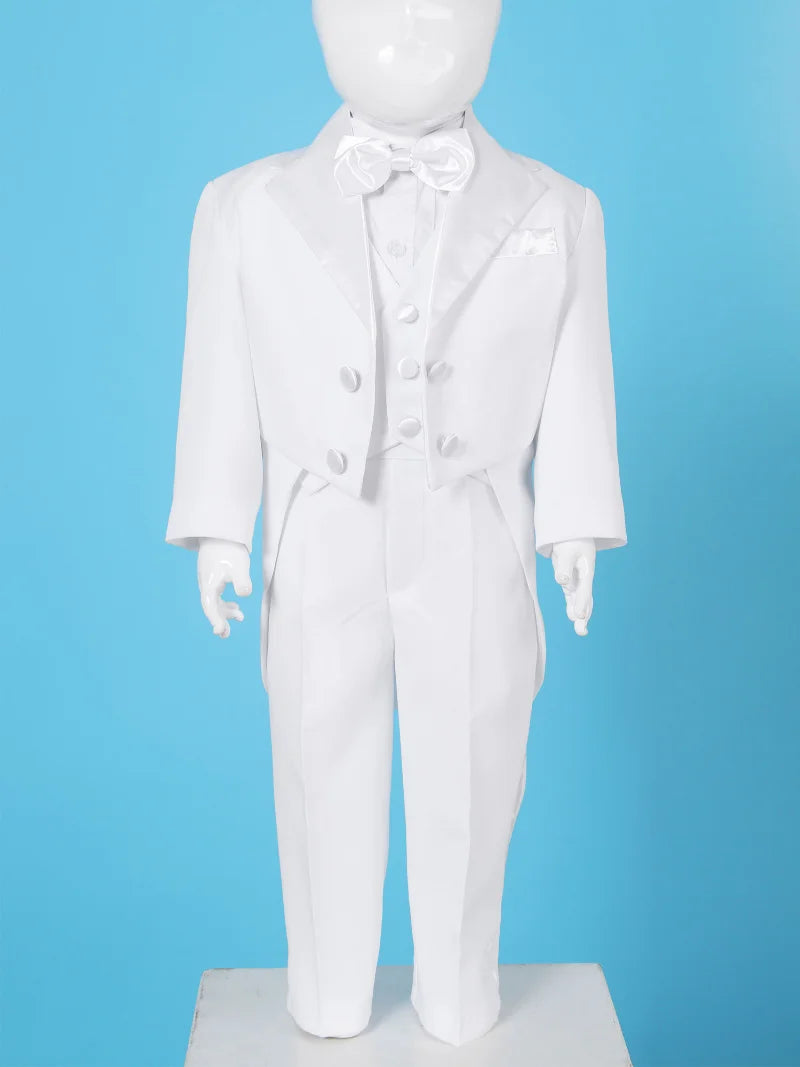 Boys Wedding Birthday Party Blazer Tuxedo Baby Boy Christening Outfit Coat Shirt Pant Vest BowTie Gentleman Suit Baptism Clothes