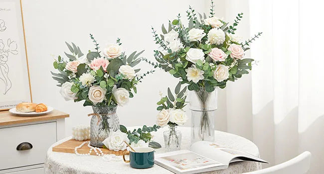 20pcs Artificial Mixed Eucalyptus Leaves Stems Silver Dollar Leaves for DIY Bouquets Floral Arrangement Home Decor Wedding