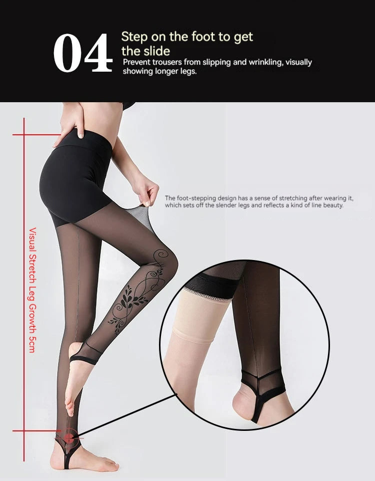 Winter Warm Leggings Sexy Slim Translucent Pantyhose Nylon Tights High Waist Elastic Wool Sock Pants Women Thermal Legging