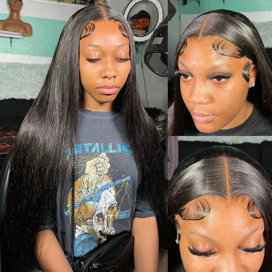 200% 13x4 Bone Straight Lace Front Wigs Human Hair Brazilian Remy Transparent 13x6 HD Lace Frontal Wig 26 28 30 Inch Closure Wig