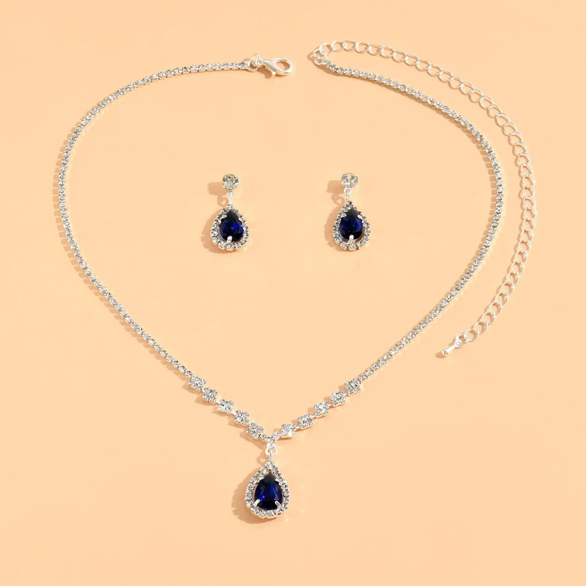 3PC Jewelry Sets Wedding Season Women's Fashion Droplet Necklace and Earring Set Banquet Party Accessories