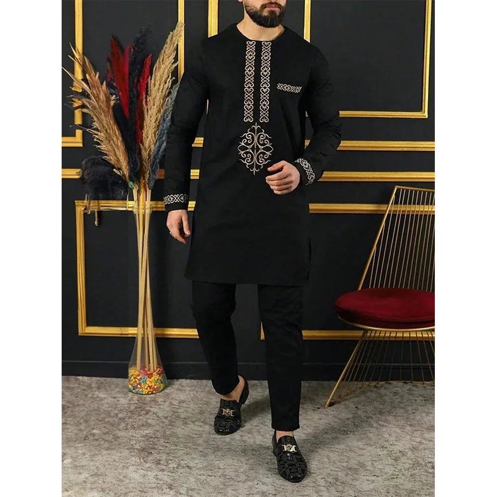 2025 new traditional men's suit luxury gentleman's shirt suit casual travel banquet men's two-piece set fashionable men's suit