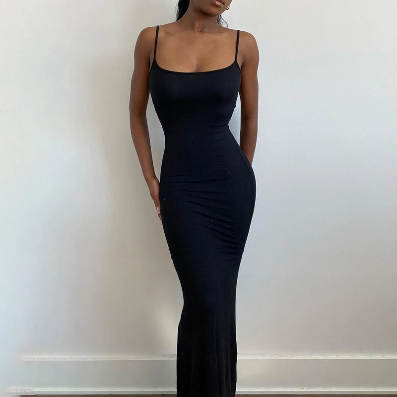 Summer New Tight Long Skirt Casual Skirt Sleeveless Sexy Hot Girl Suspender Bag Hip Fishtail Dress