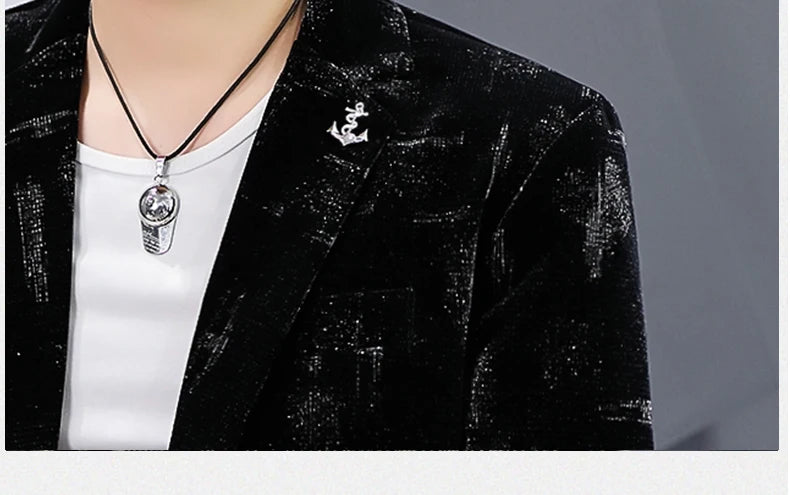 Fashion Handsome Slim Fit Corduroy Suit for Men High Quality Young Boutique Style Single Breasted West Coat M-5XL