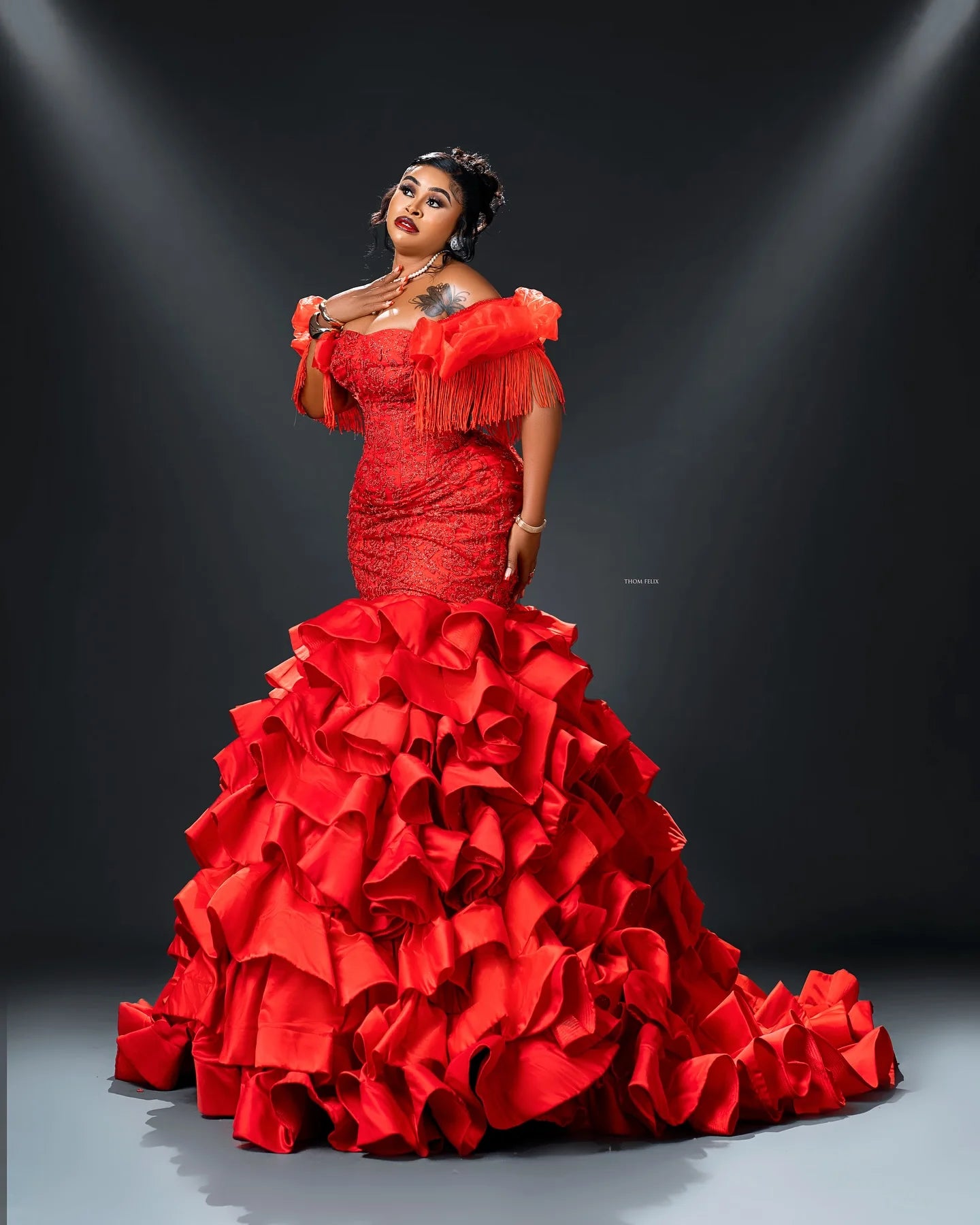 African Traditional Wedding Gown Bridal Photoshoot Dress Luxury Beading Wedding Reception Dresses Aso Ebi Women Birthday Dress