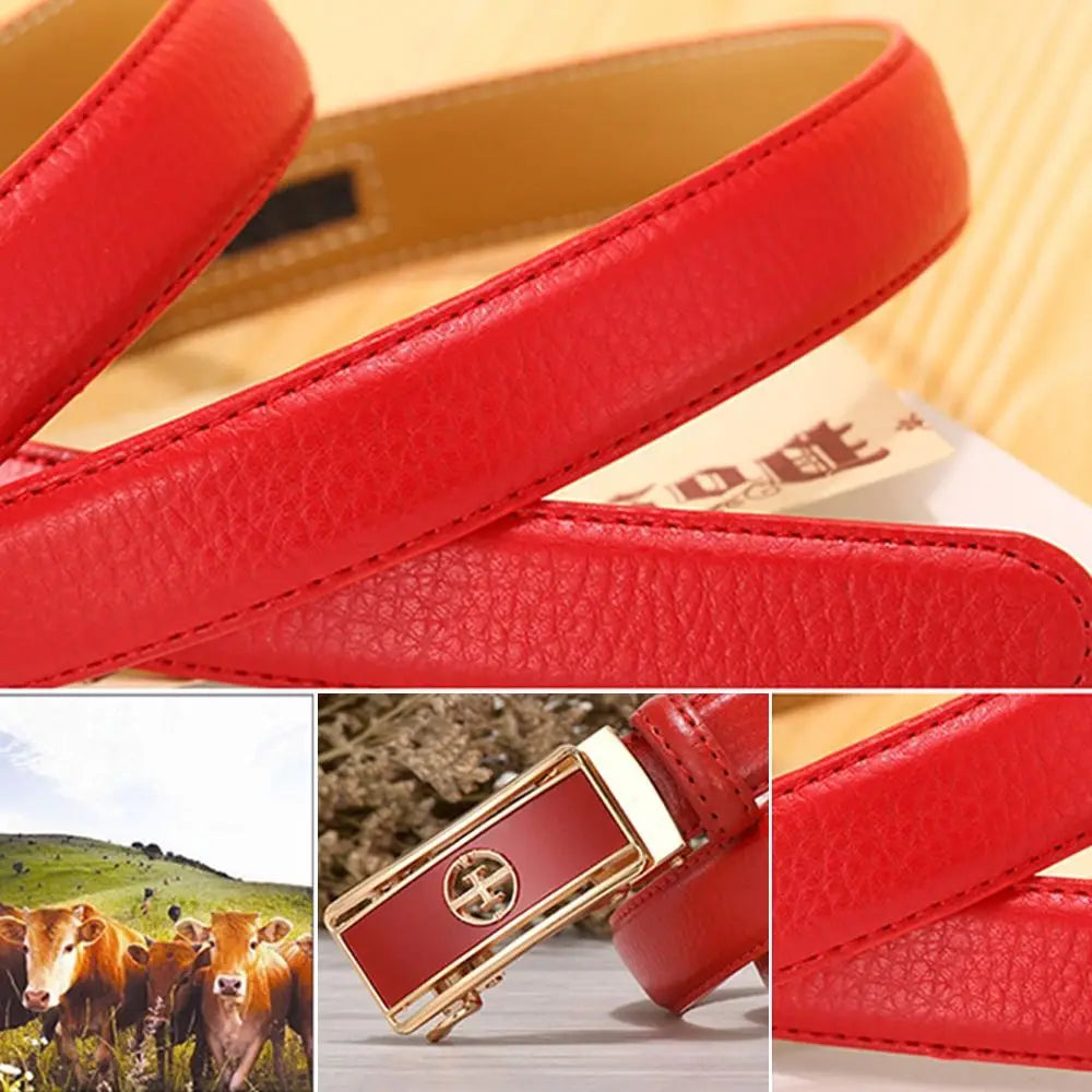 Casual Elegant Luxury Famous Designer Genuine Leather Belt Ladies Dress Belts Pants Bands Automatic Buckle Waistband