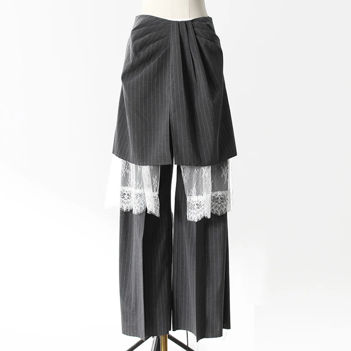 ZMEENNA Gray Stripe Patchwork Skirt Gauze Pants 2 Piece Sets For Women 2025 Spring Fashion Female New Elegant Pants ZM616