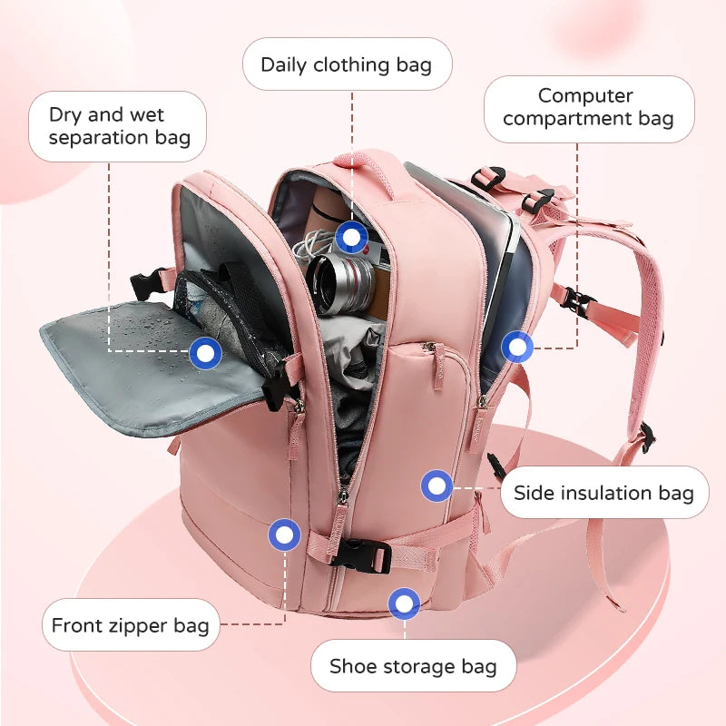 Classic Waterproof Large capacity Women Backpack USB Charging Laptop Backpack Fashion Dry Wet separation Travel Backpack Men Bag