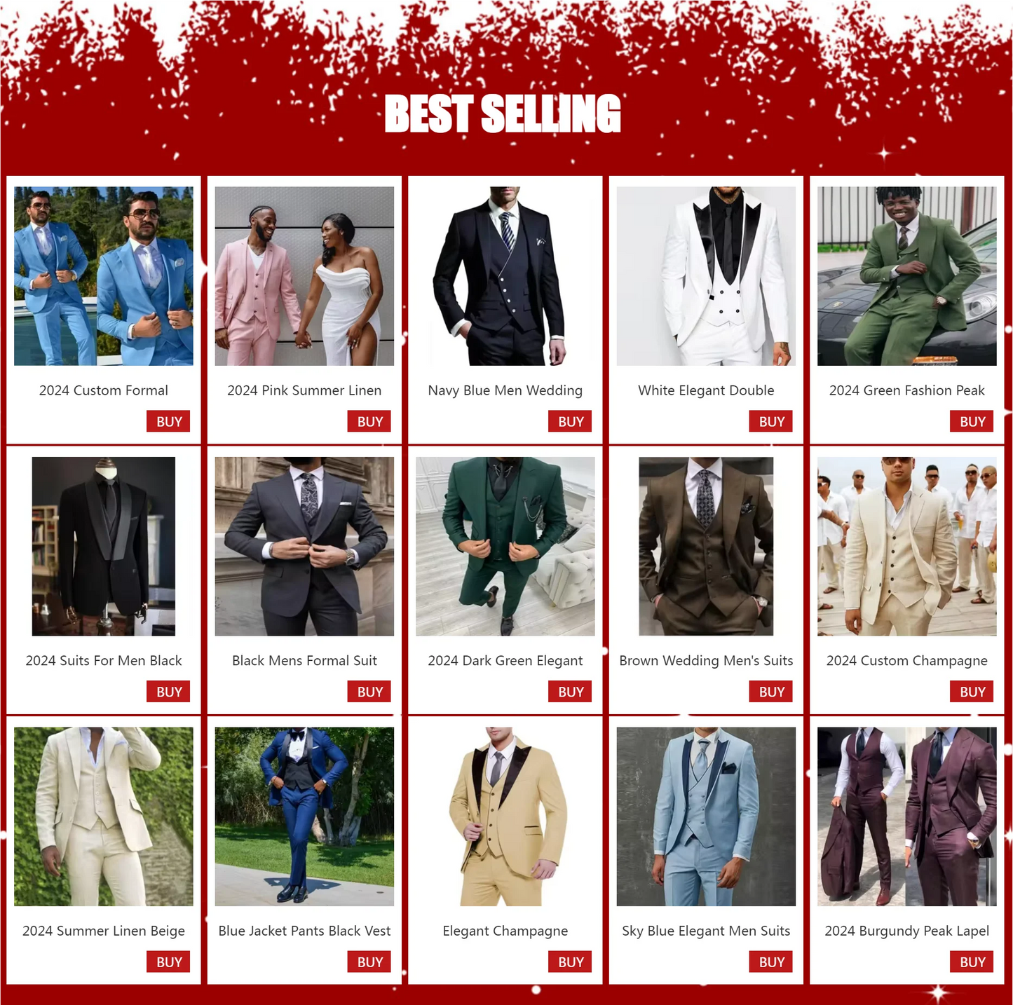 Fashion Luxury Tailor-made White Suits For Men 3 Piece Set Slim Fit Formal Wedding Best Man Groom Tuxedo(jacket+Vest+Pants)