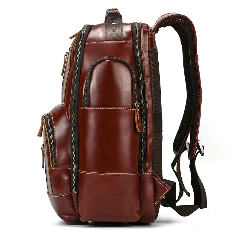 Newsbirds men's leather backpack retro luxury fashion style bagpack travel bag backpack school bag for man leather daypack men