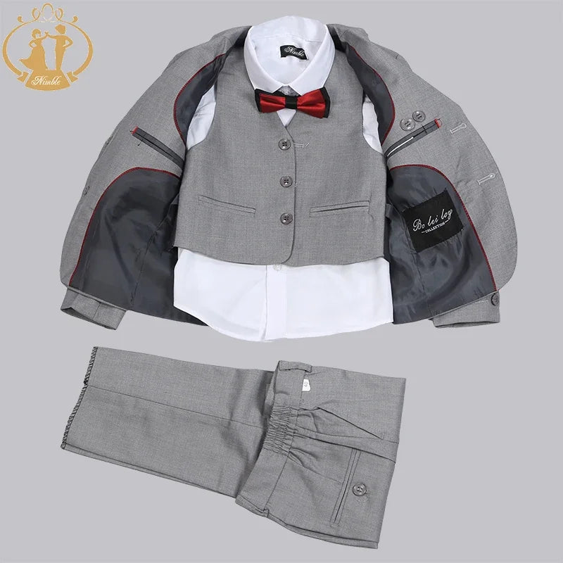 Boys Formal Suit Three Pieces Hot Sale Classical Kids Winter Wear Flat Single Breasted Baby Boy Clothes Formal Boys