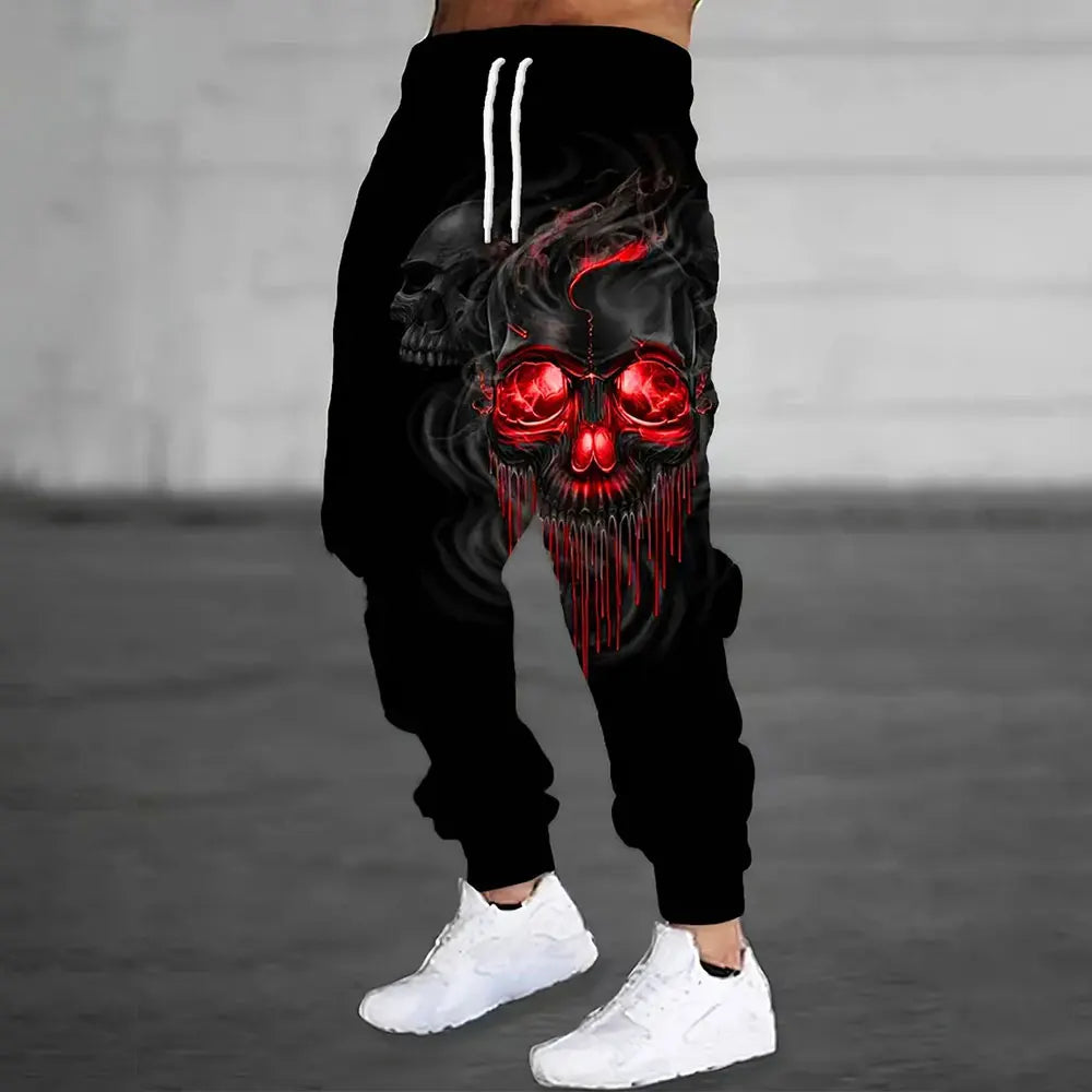 Winter New Thick Warm Pants 2026 New Fashion 3D Flame Print Sweatpants Men Large Size Loose Casual Pocket Drawstring Sweatpants