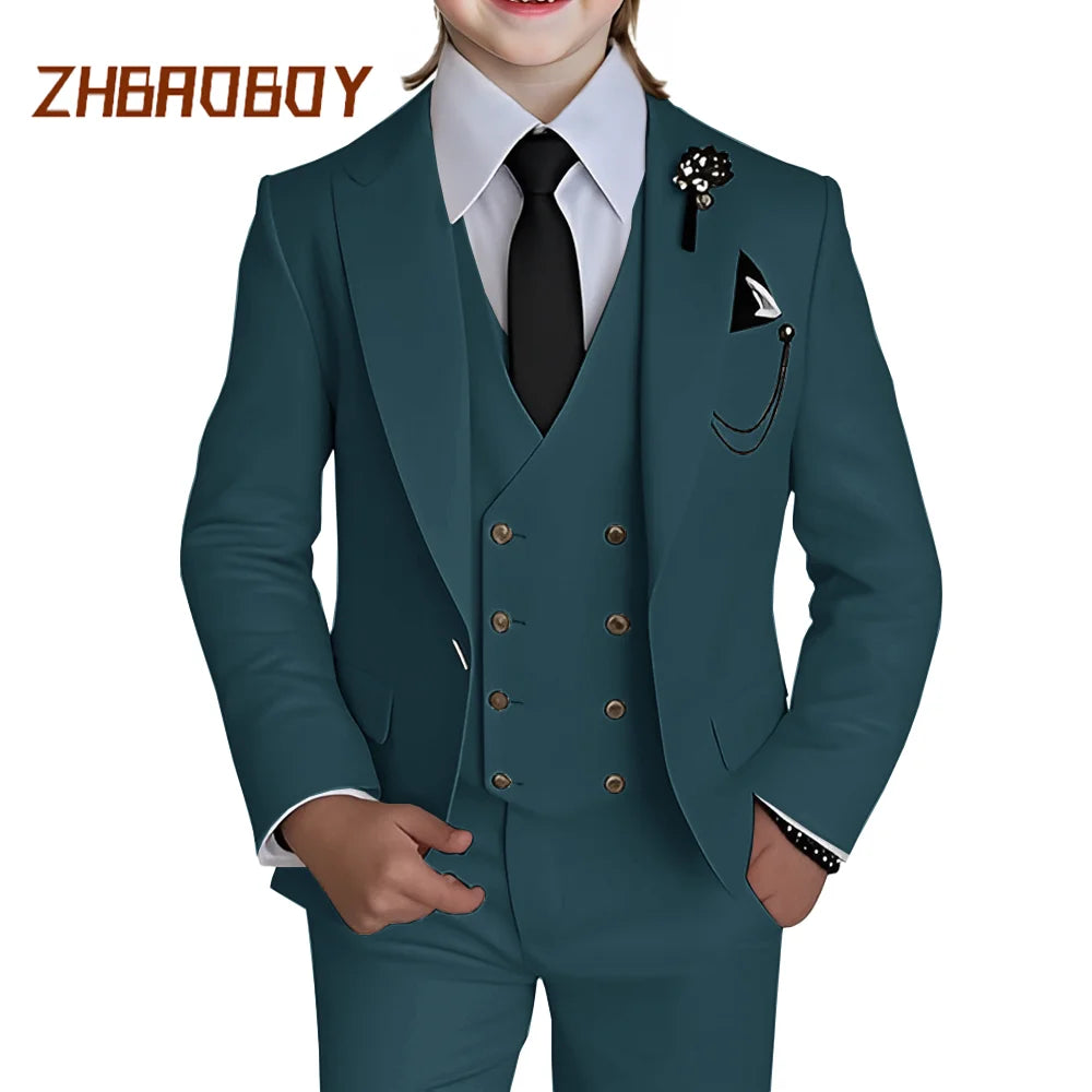 Boy's 3 Piece Suit Slim Fit Suit One Button Formal Wedding Suits Prom Dress Suit