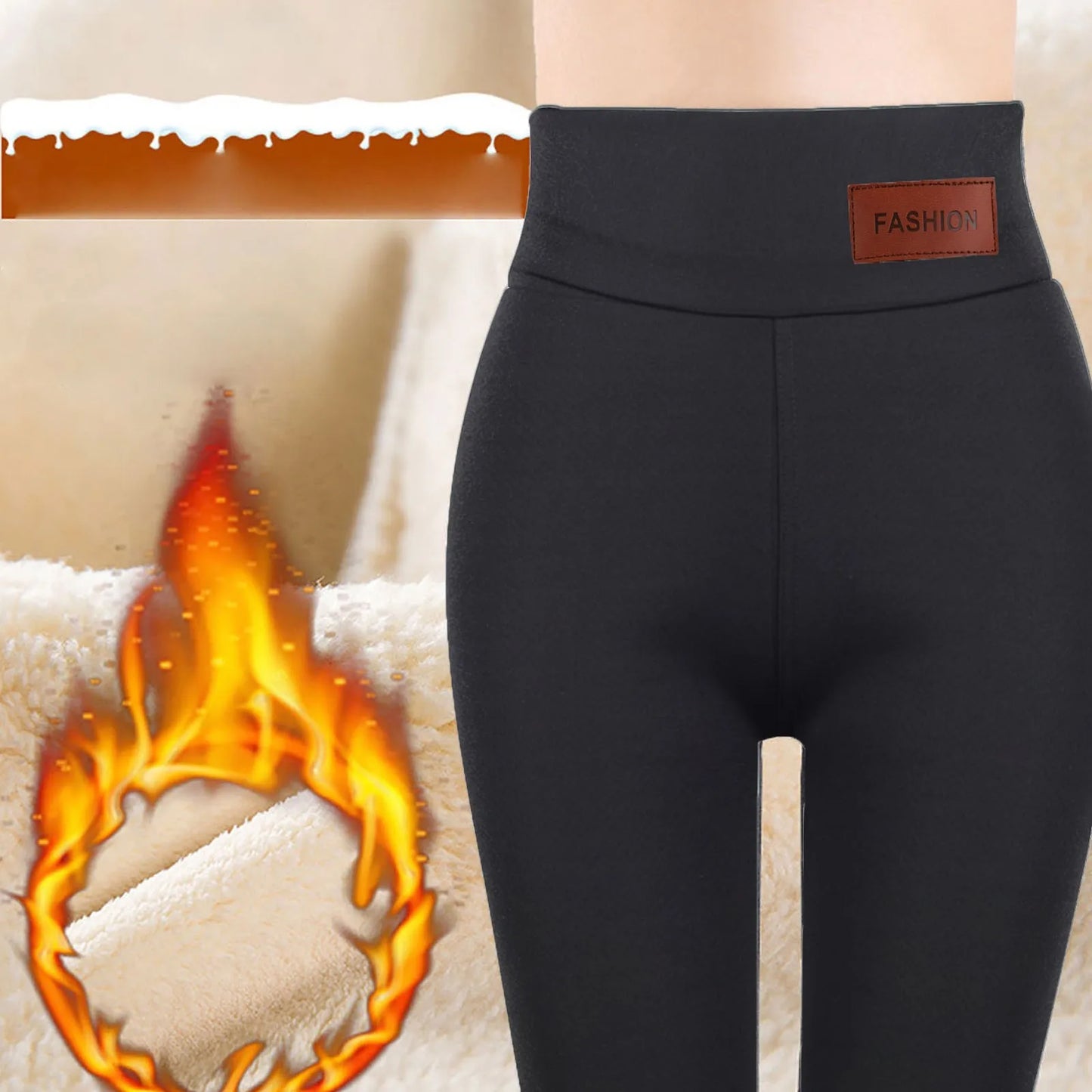Autumn High-waisted Thickened Fleece-lined Women's Trousers Warm Cotton Wadded Leggings Outer Wear Wholesale