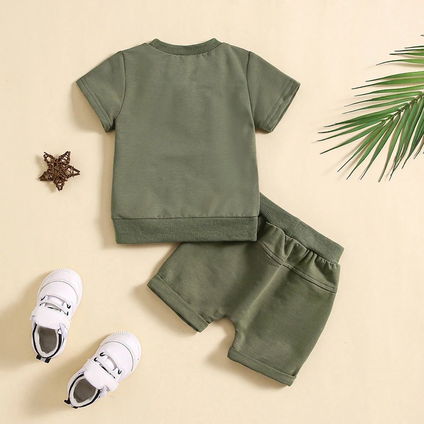 Summer Baby Clothing Set For Boys Clothes Casual Solid Color Short Sleeve Pocket T-shirt with Shorts 2PCS Toddler Infant Outfits