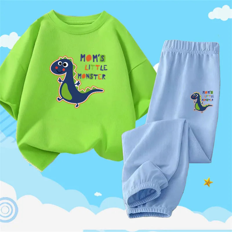 Boys Summer Clothes Set Kids Cartoon Space T shirts+Loose Harlan pants Suit 2PCS Pack Teens Sports Clothing Sets