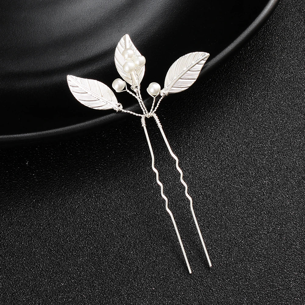 Fashion Pearl Rhinestone Flower Hair Pins barrette Bride Wedding Jewelry Accessories Hair Clips Headpiece For Women