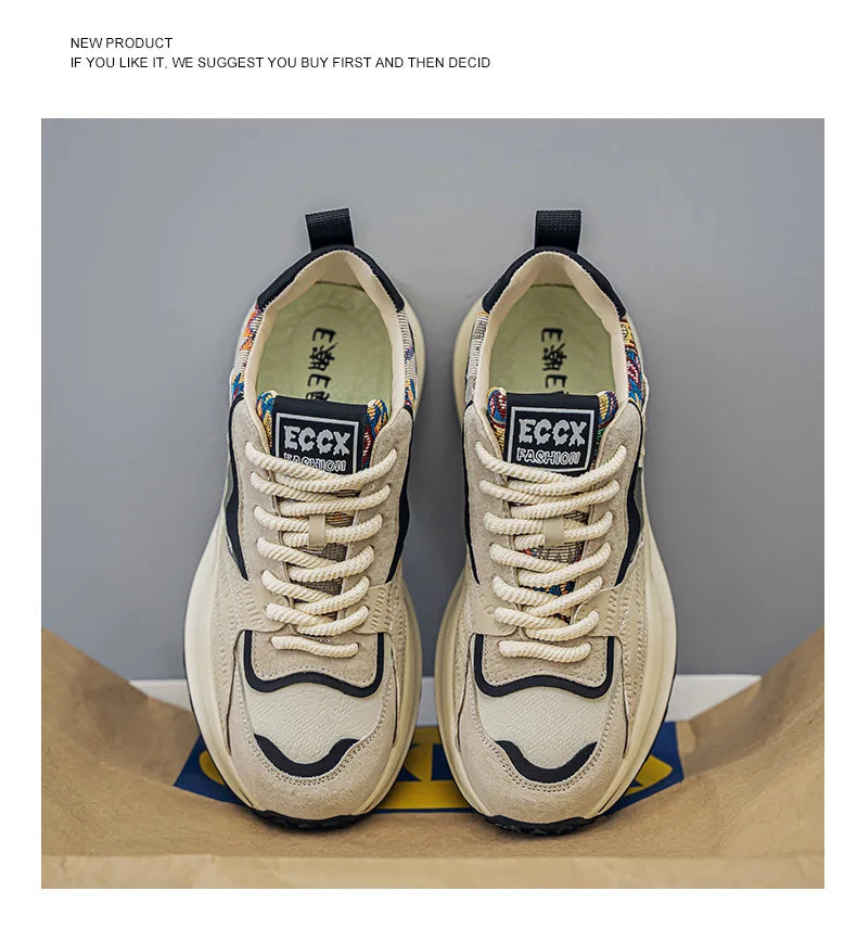 Men Sneakers 2025 Spring Autumn New Comfortable Outdoor Non Slip Running Shoes Trend Wear-resistant Vintage Lace Up Casual Shoes