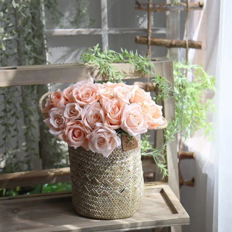 9 Head Artificial Bouquet Rose Bouquet Wedding Decor Artificial Flower Home Decoration Accessories Silk Flowers
