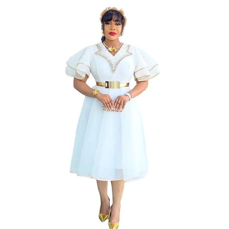 African Dresses Plus Size Elegant Dress Africa Clothes Dashiki Ankara Turkey Outfit Wedding Soiree Party for Women Summer Season
