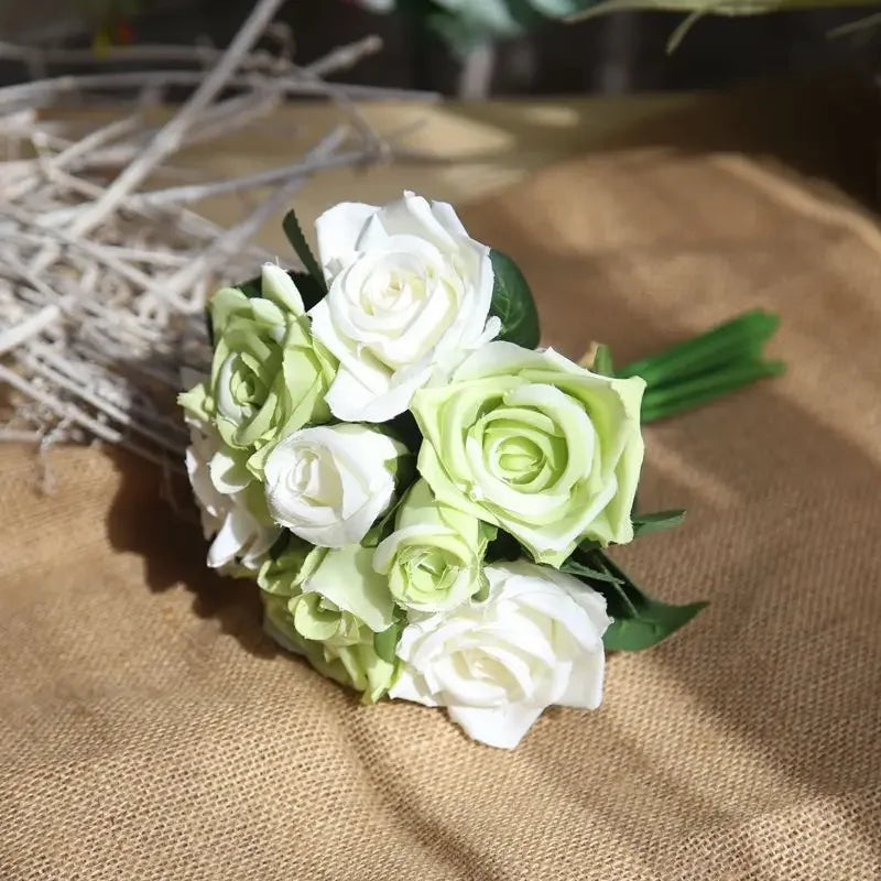 9 Head Artificial Bouquet Rose Bouquet Wedding Decor Artificial Flower Home Decoration Accessories Silk Flowers