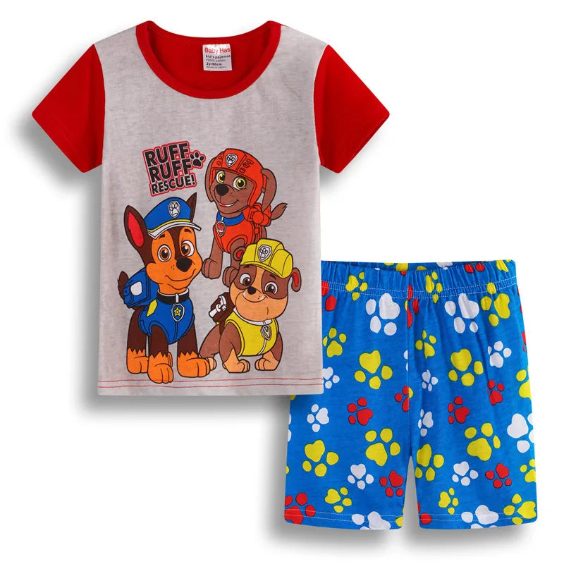 Summer Baby Boys Home Clothes Sets PAW Patrol Kids Pajamas Short Sleeve Round Neck Outfits Toddler Sleepwear Suits