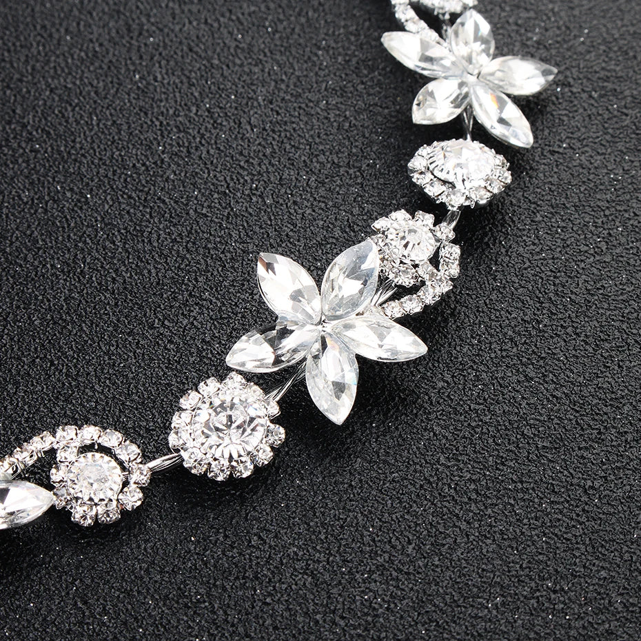 Bridal Wedding Hair Accessories Crystal Flower Pearl Headband for Women Hair Jewelry Party Bride Headpiece Bridesmaid Gift