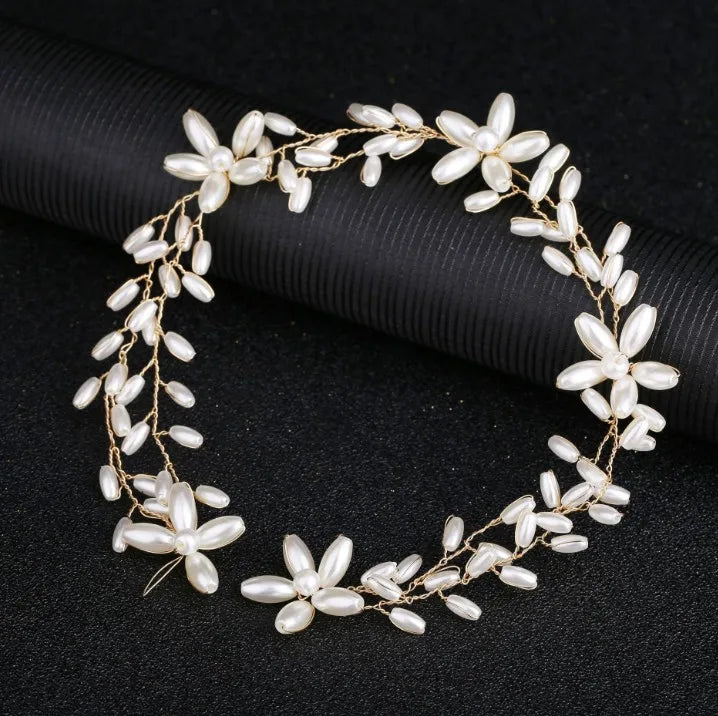 Bridal Bridesmaid Flower Girls Diamante Crystal Pearl Headband Rhinestone Wedding Prom Tiara Women Hair Accessories