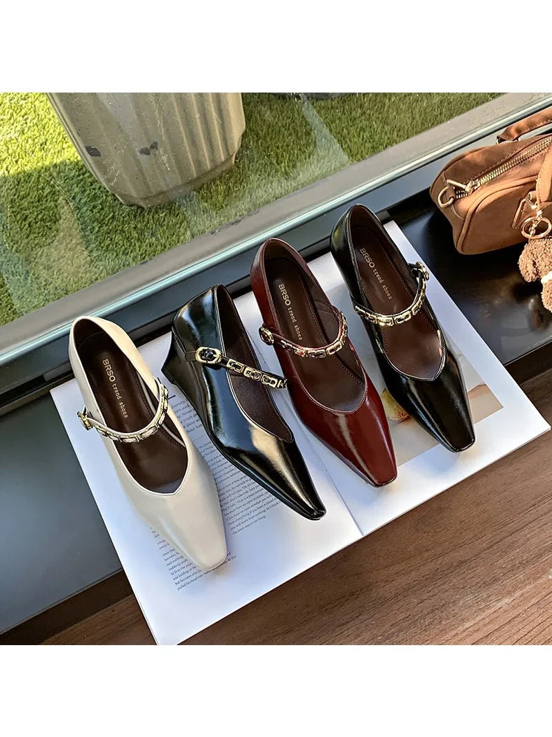 Woman Elegant High-heels 2025 Spring New Fashion French Style Soft Bottom Anti-slippery Versatile Chic Wedding Princess Shoes