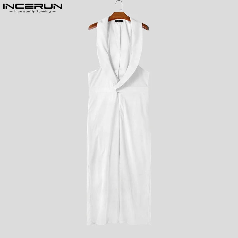 Summer Rompers Men Jumpsuits INCERUN Fashion Sleeveless Tops Bottoms Oversize Casual Pants Men's Clothing Overalls Streetwear