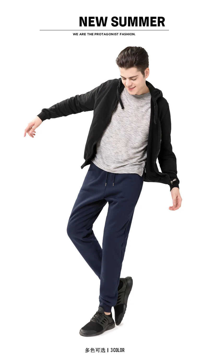 Winter Men's Fleece Joggers Elastic Waist Casual Wide Leg Sweatpants Thickened Thermal Sports Pants Hip hop Streetwear