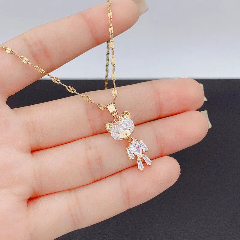 JUWANG Classic Retro Metal Luxury Rhinestone Super Shine Zircon Angle Wing Necklace For Women Sexy Stainless Steel Pendant 2023