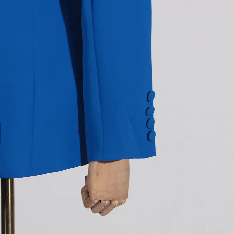 Fashion Suit Jacket for Women 2024 Autumn New Blue Design Formal Slim Fit High-end Small Suit Women Clothing