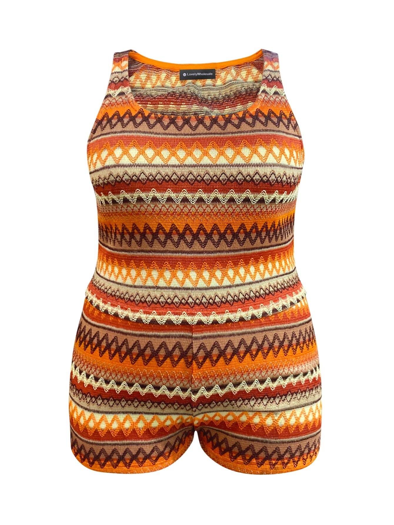 LW Plus Size shorts sets Cami Geometric Print Knit Shorts Set summer sleeveless cami tank + shorts sets casual Two pieces set