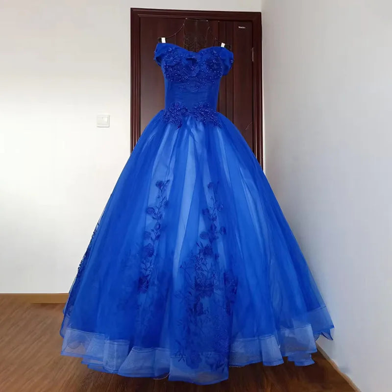 Luxury 15 Quinceanera Dresses Ball Gown Puffy Long Lace Appliques Prom Dress Customized Student Show Graduation Host Party Dress