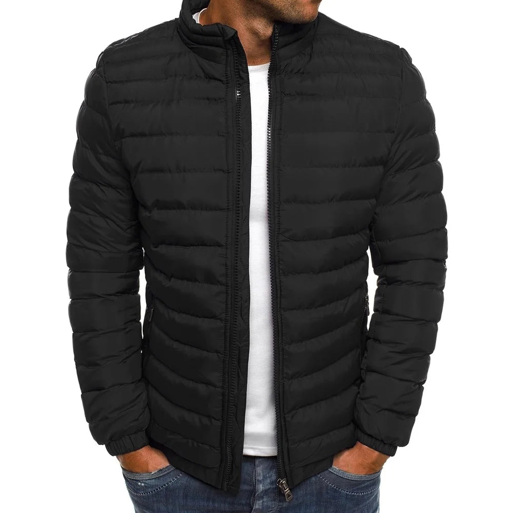2025 Winter New Thick Men Warm Casual Men's Outwear Coats Solid Stand Collar Male Windbreak Padded Jacket