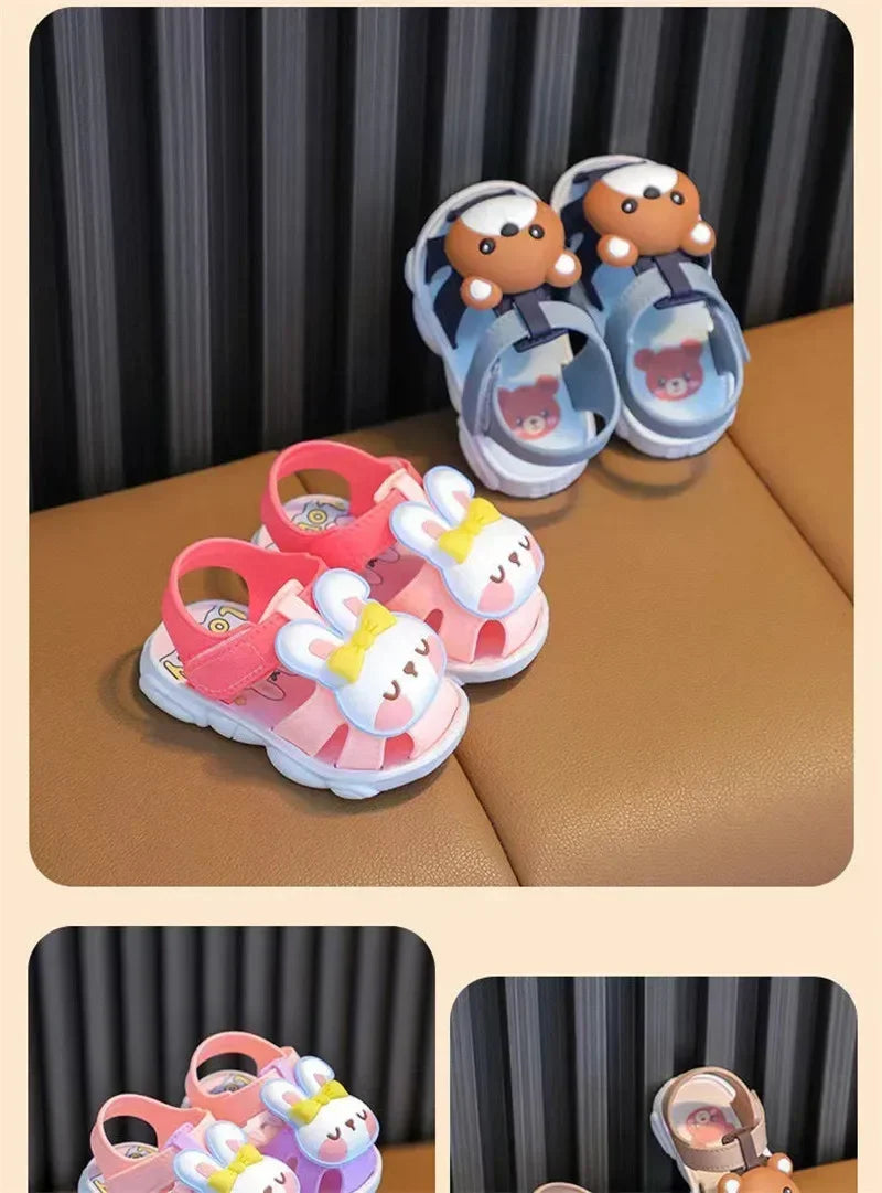 High Quality Comfortable Breathable Baby Children Outdoor Sandals Simple Versatile Cute Cartoon Boys Girls Infants Walking Shoes