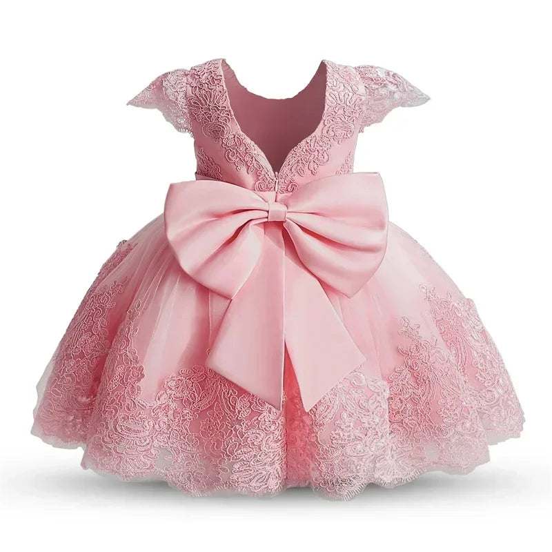 Baby Girls 1st Birthday Pink Princess Dress for Luxury Embroidery Costumes Kids Baptism Party Beading Clothes Toddler Dresses