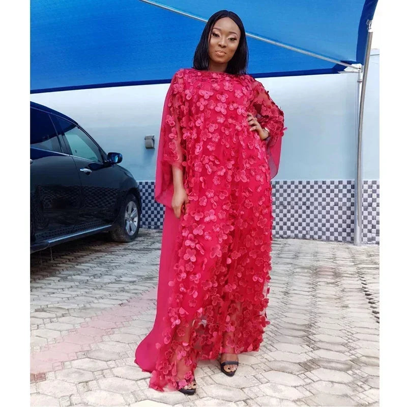 Lace Hollow Africa Dress African Dresses for Women African Clothes 2025 Dashiki Taditional Boubou Arabic Robe Femme Musulmane