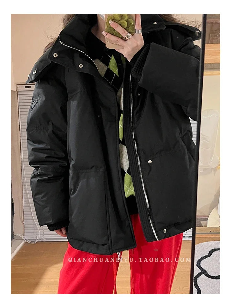 Women Long Down Jackets Coat 2024 Winter Unisex Warm Coat Loose PufferJacket Hooded New Long Parka Windproof Parkas Zipper Coat