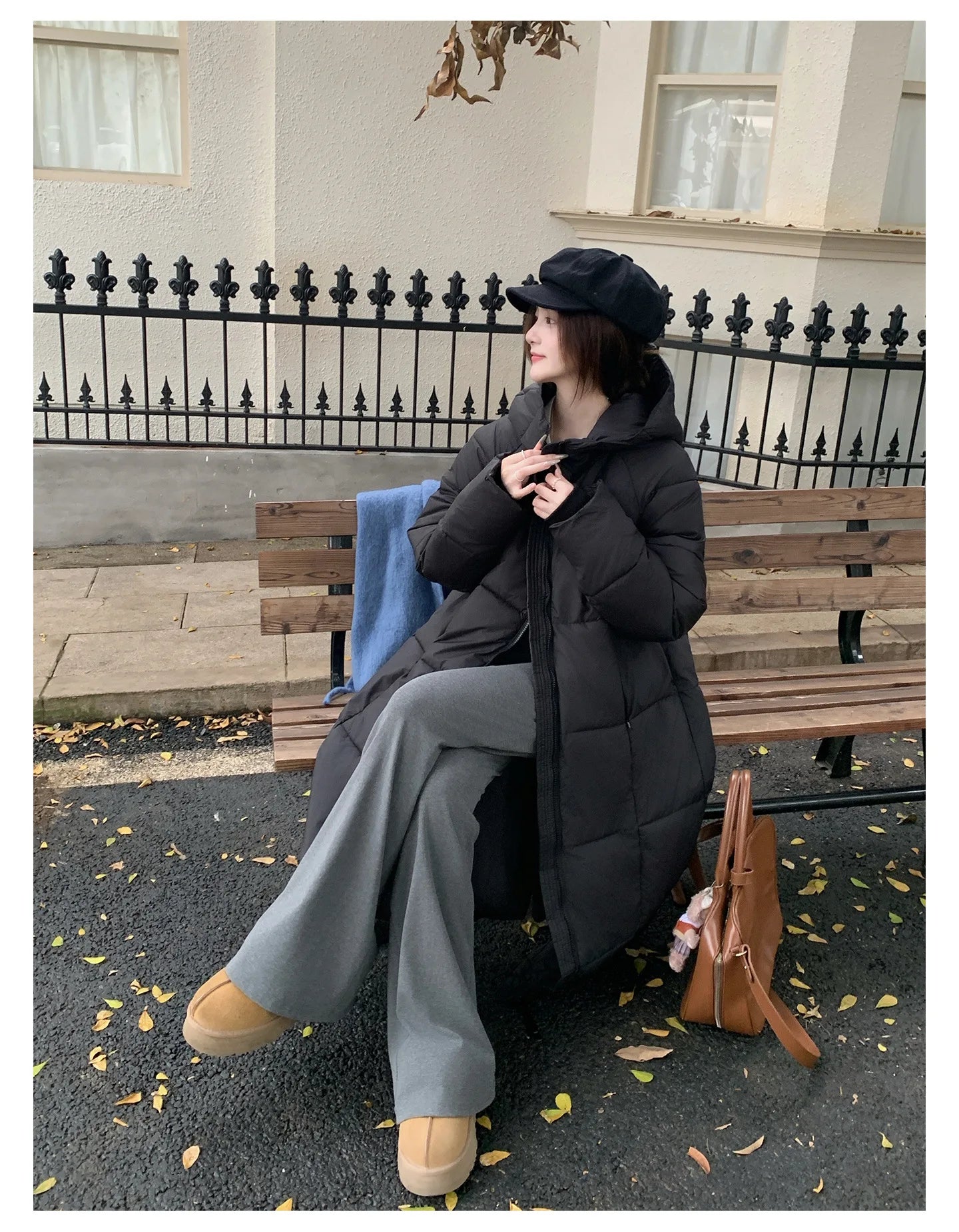 Long Coats Parkas Women Loose Zipper Hooded Jacket Thick Warm Casual Full Sleeve Elegant Spliced Jackets Autumn Winter